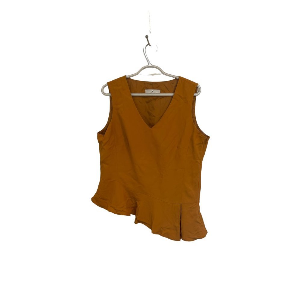 Jacques Vert Orange high low ruffle sleeveless top sz 12